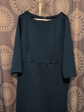 Ann Taylor Teal Long Sleeve Sheath Dress